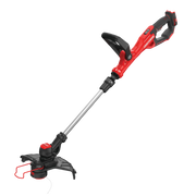 Photo of Craftsman cordless string trimmer CMCST900B, red and black, side angle, on white background.