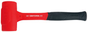 Photo of Craftsman red and black dead blow hammer CMHT54169, side angle, rubber handle and head.