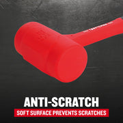 Craftsman red rubber mallet with anti-scratch surface, graphics category, CMHT54169, side angle.
