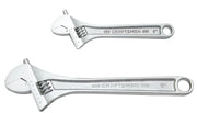 Photo of Craftsman adjustable wrench set CMMT12006, silver finish, front angle, two sizes on white background.