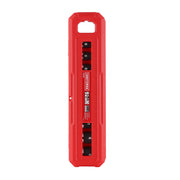 A red CRAFTSMAN branded hard plastic case containing a 9-piece socket set, visible through transparent sections, with labeling and sizes displayed on the sockets.