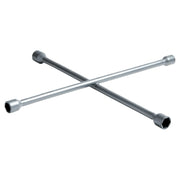 Photo of Craftsman cross wrench, silver color, SKU CMMT98281L, automotive tool, angled on white background.