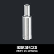 Craftsman deep-well socket, silver finish, vertical angle, SKU CMMT99142, graphics category.